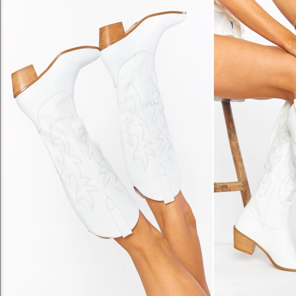 PRINCESS POLLY WHITE COWBOY BOOT
